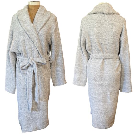 Barefoot Dreams CozyChic Adult Robe Heathered Ocean Blue Gray Size 1 Oprah Fav - Picture 2 of 8